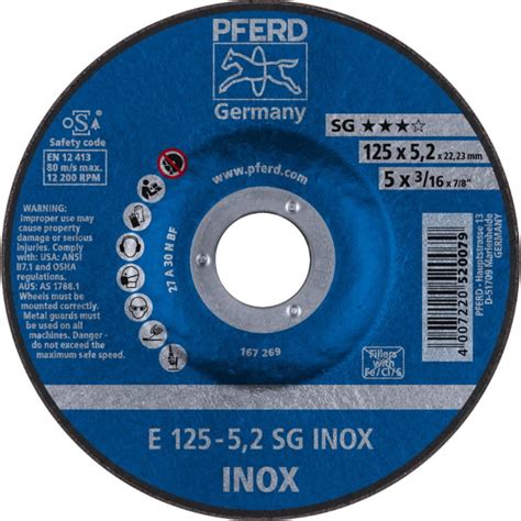 Grinding Disc SG Inox 125x5mm A30 N Pferd Cutting Discs For Metal