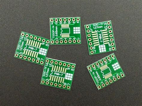 PCB SOIC TSSOP 14 To DIP Adapter ENIG 5 Pack ProtoSupplies