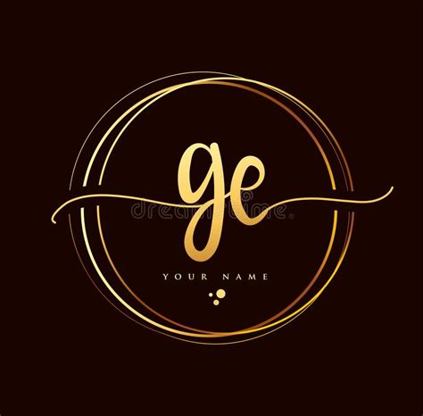 GE Initial Handwriting Logo Golden Color Hand Lettering Initials Logo