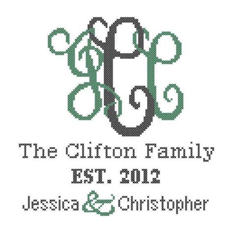 Interlocking Monogram Cross Stitch Pdf Pattern Modern Monogram Cross