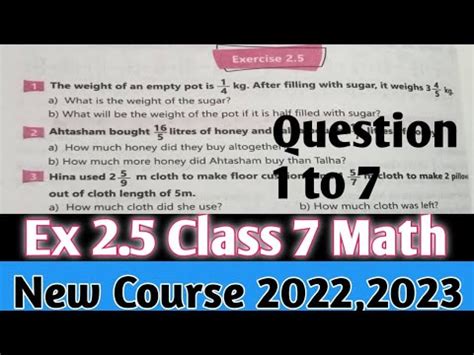 Exercise 2 5 Class 7 Math Kpk New Course 2022 Math 7 New Course SNC