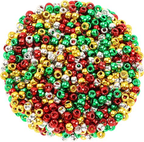 Christmas Metallic Pony Beads Upins 1200pcs Red Green