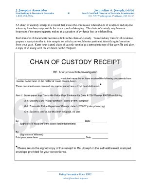 Fillable Online SAMPLE Chain Of Custody Receipt 14docx Fax Email Print