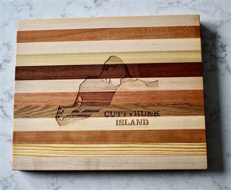 Cuttyhunk Island Map Engraved Wooden Serving Board & Bar Board - Etsy