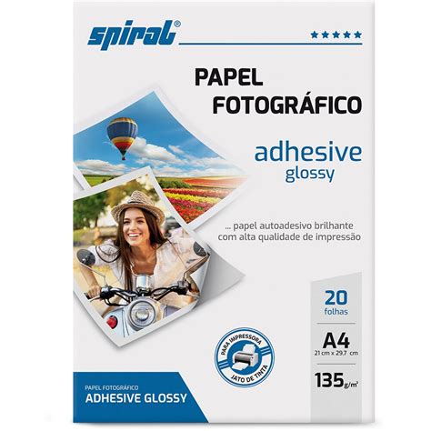 Papel Fotogr Fico A G M Glossy Paper Adesivo Spiral Pt Fl