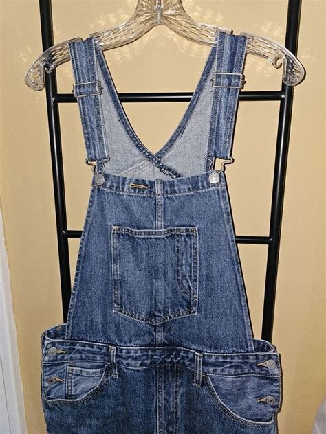 Womens Sz Large Levi Strauss Medium Wash Denim Overalls Pants Jeans