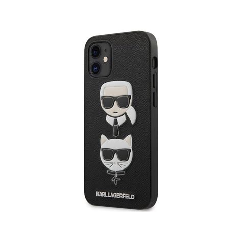 Karl Lagerfeld Saffiano K C Heads kryt pro iPhone 12 mini černý