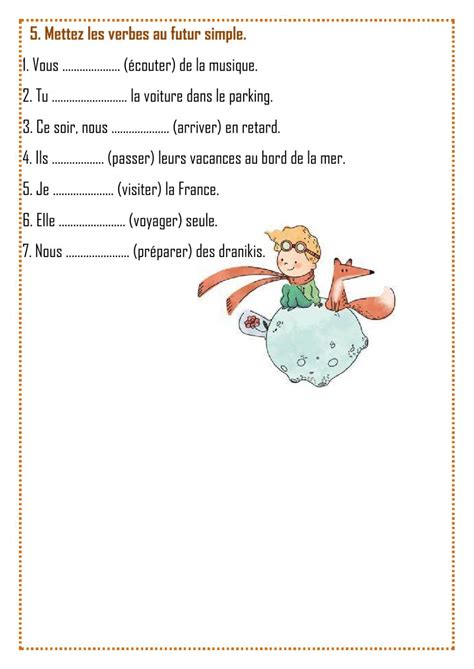 Le Futur Simple 1 5 Classe Worksheet Futur Simple Apprendre Le