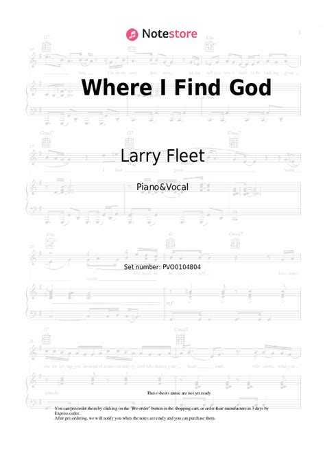 Where I Find God piano sheet music and voice Larry Fleet in Note-Store ...