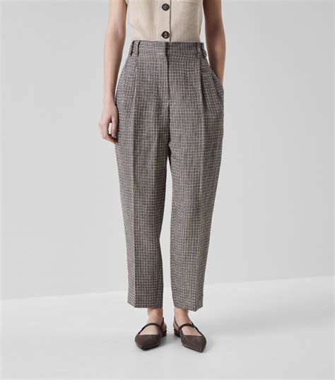 Brunello Cucinelli Linen Houndstooth Trousers Harrods US