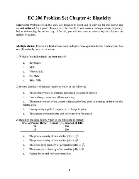 ECON 206 Problem Set Chapter 4 EC 206 Problem Set Chapter 4