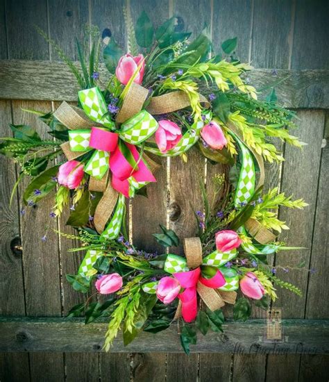 Spring Front Door Wreath Spring Wreaths Easter Wreath Tulip Wreath