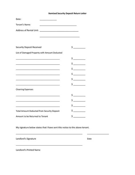 A Sample Security Deposit Form Is Shown