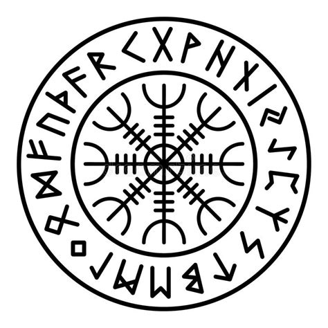 Aegishjalmur Futhark Runes Pagan Odin Mythology Stock Abbildung