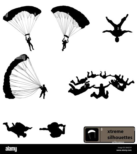 Skydiving Silhouettes Collection Stock Vector Image And Art Alamy