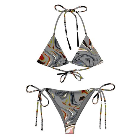 Lunar Liquid Swirl Recycled String Bikini Set Rave Festival Etsy
