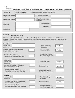 Fillable Online Parent Declaration Form Extended Entitlement Hrs