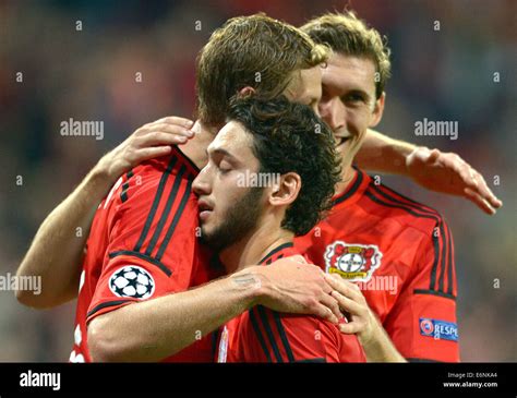 Leverkusen S Stefan Kiessling R Celebrates The With Hakan