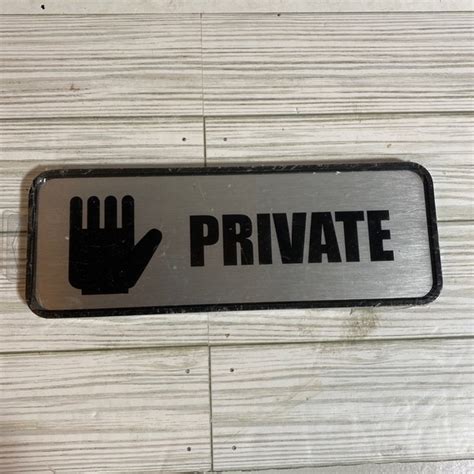 Cosco Office Cosco Brushed Metal Office Sign Private 9x3 Silver