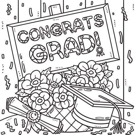 graduación felicidades grad colorante página para niños 21516411 Vector