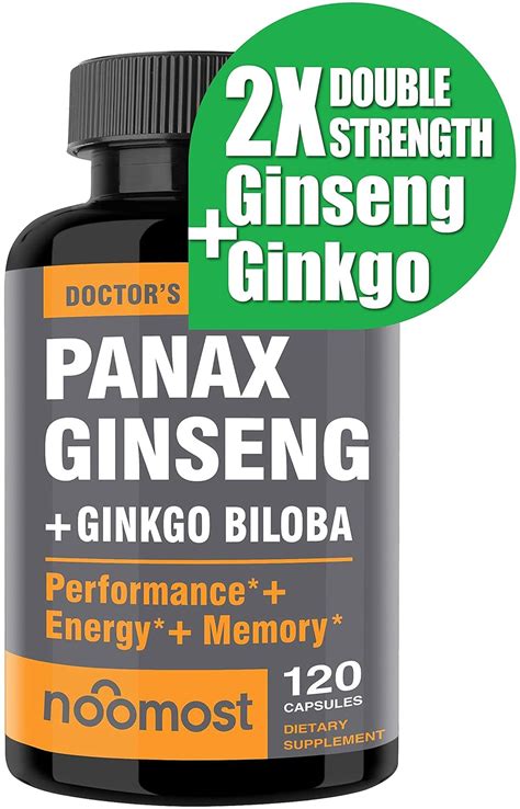 Authentic Korean Red Panax Ginseng Ginkgo Biloba 120 Vegan Capsules