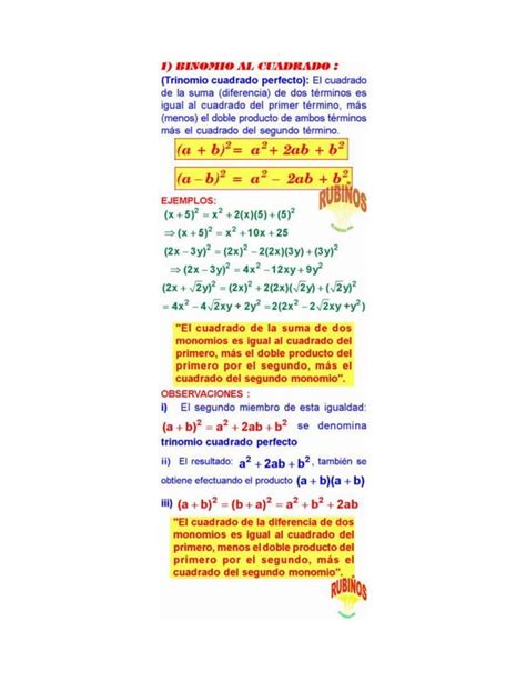 Binomio Suma Al Cuadrado Ejemplos Y Ejercicios Resueltos De Productos