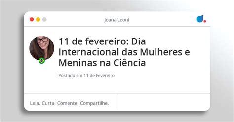 De Fevereiro Dia Internacional Das Mulheres E Meninas Na Ci Ncia