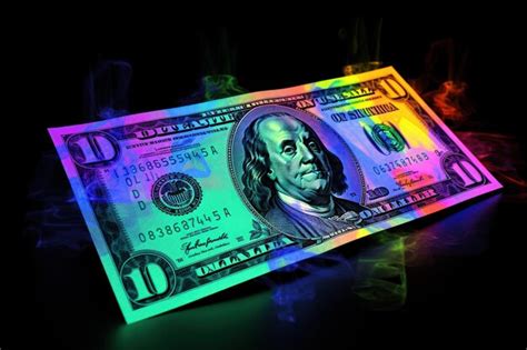 Premium Ai Image Dollar Bills Falling With Neon Colorful Background