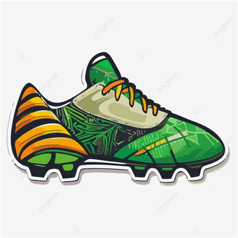 Clipart Stiker Boot Sepak Bola Hijau Dan Oranye Vektor Desain Stiker