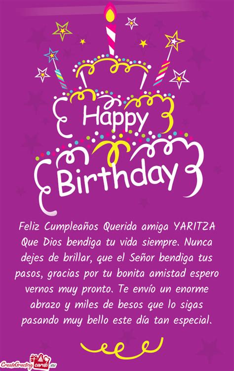 Feliz Cumplea Os Querida Amiga Yaritza Free Cards