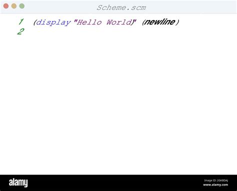 Scheme Language Hello World Program Sample In Editor Window