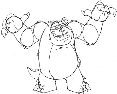 How To Draw Sulley From Monsters Inc With Easy Step By Step Drawing