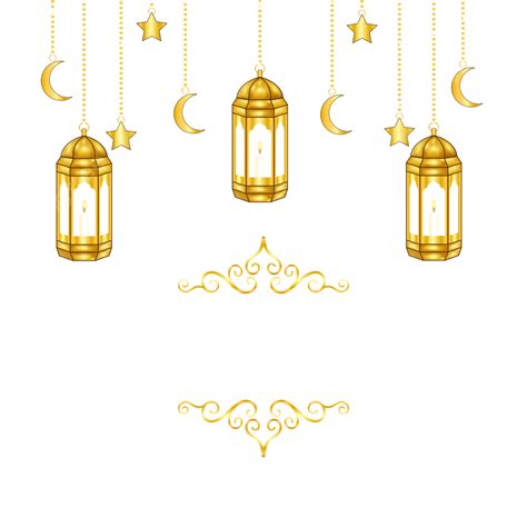 Ramadan Moon Star Vector PNG Images Golden Lantern With Star And Moon