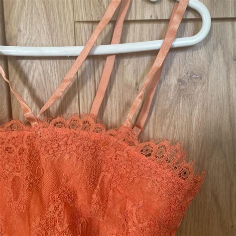 Missguided Orange Lace Bralet With Zip Detail 🍊 Size Depop