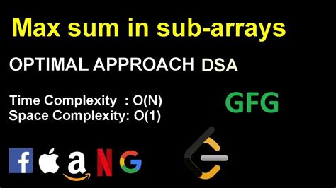 Max Sum In Sub Arrays Gfg Dsa Youtube