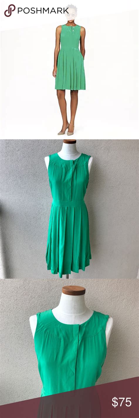 Nwt J Crew Green Pleated Silk Dress Silk Dress Dresses Skirt With