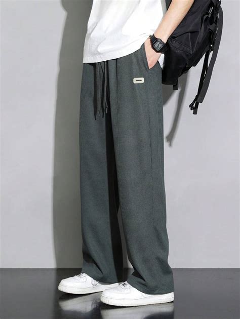 Men Letter Patched Detail Drawstring Waist Pants Shein Usa