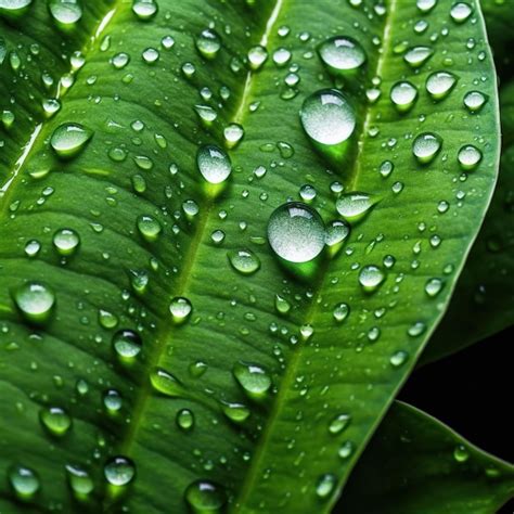 Una Hoja Verde Con Gotas De Agua Sobre Ella Foto Premium