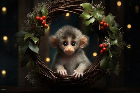 Baby Animal Christmas Mammal Monkey Free Photo Rawpixel