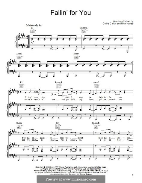 Fallin For You Colbie Caillat By R Nowels Sheet Music On Musicaneo