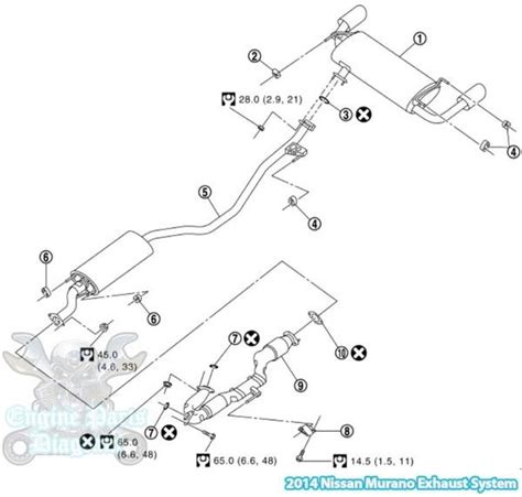 2014 Nissan Murano Exhaust System Parts Diagram 35l Engine