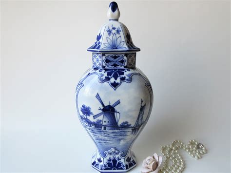 Delft Blue Vase Large Ginger Jar Urn Vintage Handpainted Etsy Canada