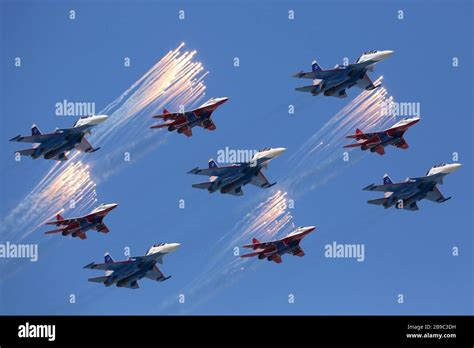 Sukhoi Su 30sm Jet Fighters Of The Russian Knights Aerobatics Team