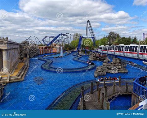 Greek Themed Area Of Europa Park Poseidon Roller Coaster Germany