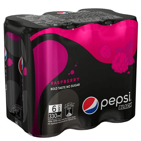 Buy Pepsi Black Carbonated Soft Drink Raspberry Flavor No Sugar