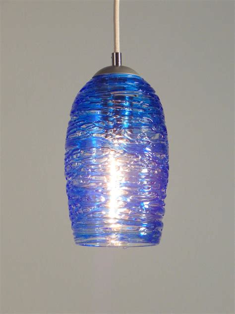 Pendant Light Hand Blown Glass Stella Dome Sapphire Made To Order