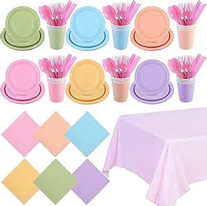 Amazon Adxco Pieces Pastel Rainbow Party Supplies Include