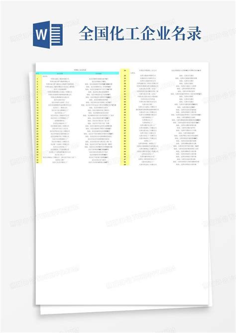 全国化工企业名录word模板下载编号qxmarrnr熊猫办公