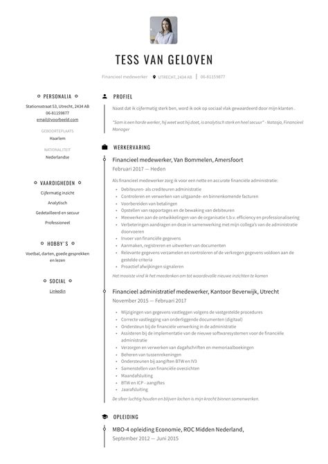 Cv Financieel Medewerker Cv Gids Cv S