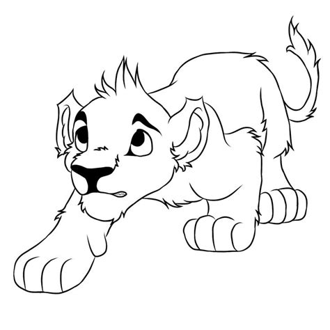 The Lion Cub Is Running Coloring Page